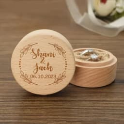 Free Personalized Engagement Ring Box Wooden Ring Box for Wedding Custom Proposal Engraved Ring Bearer Anniversary Gifts for Her