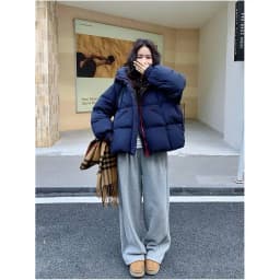 Jacket Korean Thickened Puff Feather Cotton Jacket Women Winter New Loose Warm Fashion Zipper Hooded