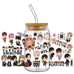 Korean Popular Music Group UV DTF Bottle Stickers Glasses Cup Transfer Stickers DIY Stationery Computer Waterproof Sticker