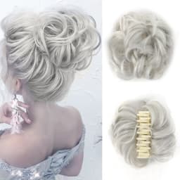 Claw Clip Messy Chignon Wavy Curly Hair Bun Clip in Claw Ponytail Synthetic Tousled Updo Scrunchie Hairpiece for Women