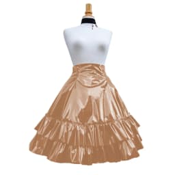 Vintage Shiny PVC Leather 2 Tiered Ruffled Skirt Sweet Round-shaped Lolita Long Trumpet Pleated Skirt Cocktail Party Club Skirts