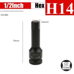 1/2inch Impact Hex Socket Electric Drill Socket Adapter Air Impact Wrench Hex Head Socket H4~H22 Screw Tap Socket Adapter