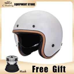 Jet Helmet DOT Open Face Helmet for Men Women Retro 3/4 Motorcycle Helmets Vintage Cafe Racer Half Face Helmet Capacete De Moto