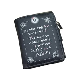 Death Note Anime Black PU Leather Short Wallet with Card Holders Zipper Pocket for Boys Girls Gift