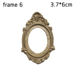 1:12 Scale Vintage Gloden Frames Miniature Oil Painting Dollhouse Ornament Mini Picture Retro Mirror Kids Toys Doll Accessories