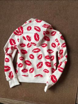 High Street Retro Red Lips Pattern Printed Short Zipper Hoodie Harajuku Punk Slimming Coat Autumn Winter Y2k Women Casual Hoodie