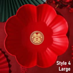 1Pcs Wedding Banquet Red Tray Durable Decorative Snack Fruit Toast Chinese Traditional Plate Festive Supplies Plastic Xi Tray