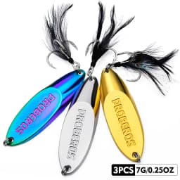 3pc Metal Sequin Bait with Strengthened Hooks and Bevel Sequins - Long Throw Spoon for Artificial Swimbait and Wobbling Action