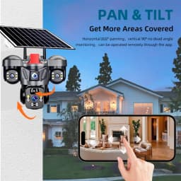KERUI 6MP Triple Lens Solar PTZ Camera 4G SIM WiFi Outdoor Home Security CCTV with V380pro App Built-in Rechargeable Battery