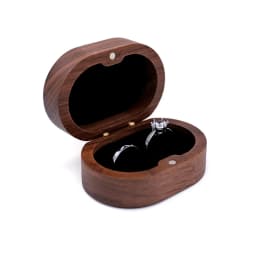 Handmade Walnut Wood Ring Box with Transparent Lid Romantic Engagement Jewelry Case for Couple Custom Engraved Personalized Name