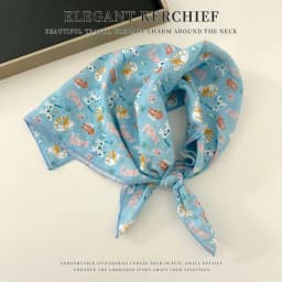 Elegant Cashew Small Square Scarf Cherry Flower Cotton Linen Print Scarves Korean Headband Printed Silk Scarf Outdoor