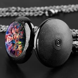 Famous Teleplay Design Personalized Character Set Black Dome Glass Quartz Pocket Watch Men Women Necklace Pendant Clock Gifts