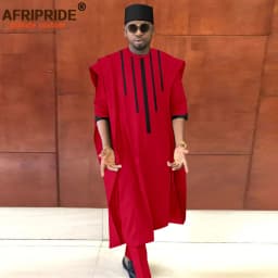 African Clothing for Men Dashiki Agbada Shirts Pants and Tribal Hat 3 Piece Set Dashiki Outfits Traditional Attire A2216165
