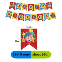 Cartoon clow Theme Baby Shower Toy Gift Disposable Napkins Plate Cups Digital Balloon Banner Children Birthday Party Decorations