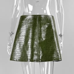 Linad Sexy Green PU Mini A Line Skirts Women Vintage Wine Red High Waist Skirt 2026 Summer Street Chic Slim Zipper Skirts Female