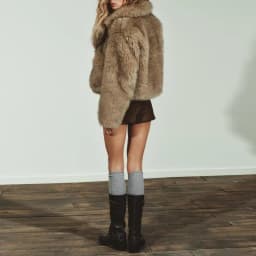 Artificial Fur Effect Short Coat Women's Autumn 2025 New Style V-Neck Long Sleeve Standard Fit Jacket by Zadata for Daily Use