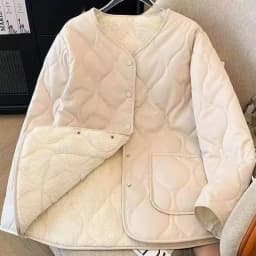 Warm Lamb Fur Splicing Lightweight Diamond Grid Winter Korean Loose Small Fragrance Style Diamond Grid Cotton Jacket Women