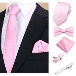 Luxury Fashion Men's Solid Necktie Bowtie Set with Pocket Square Cufflinks Tie Clip Wine Blue Elegant Striped Accessories Gravat