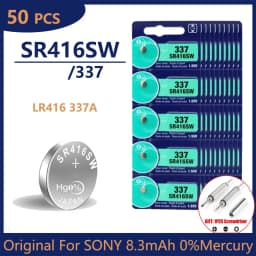 Original For SONY 2-50PCS 337 Battery SR416SW Button Cell Batteries 1.55V Silver Oxide Battery for Mini Wireless Earpiece Watch