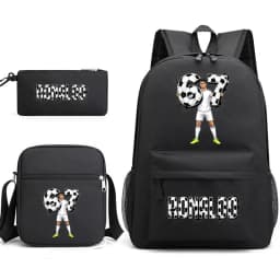 Cr7 Ronaldo 67 Print School Backpack Set with Shoulder Bag & Pencil Case for Teens Kids Lightweight Daypack