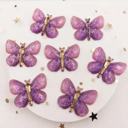 Resin Shiny Colorful Crystal Butterflies Flatback Rhinestone 1 Hole Appliques Ornaments 10pcs Home Figurines decor Crafts