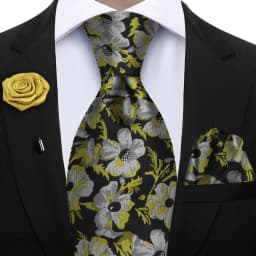 Peacock Blue Floral Print 2-Piece Tie & Pocket Square Set for Men Wedding Business Casual Stylish Accessories
