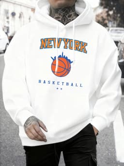 New York Basketball Printed Pullovers Men Fleece Casual Sportswear Autumn Warm Fashion Clothing Unisex Loose Soft Hoodies