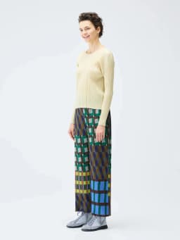 Miyake Pleated Harmony Geometric Printed Straight Pants
