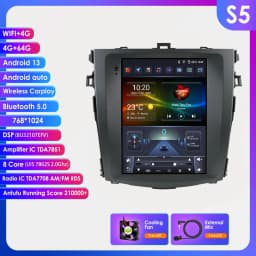 9.7"7862 Android 13 Car radio for Toyota Corolla E140 E150 2006-2013 Multimedia player 4G Autoradio DSP Carplay GPS navi Stereo