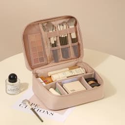 Large-Capacity Cosmetic Bag Double-Layer Toiletry Beauty Tool Organizer with Dividers; Portable Oxford Cloth Travel Handbag