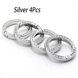 Spring O-Ring Buckle Clips, Alloy Trigger Spring Snap Hook Glossy Rhinestone Key Ring, Creative DIY Keychain Accessories