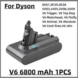 100% New Compatible with For Dyson V10 V8 V11 V15 V7 Series SV07 SV09 SV10 DC62 Vacuum Cleaner Rechargeable Battery
