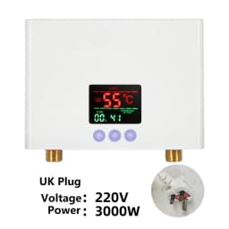 110V 220V Instant Water Heater Kitchen Bathroom Wall Mounted Electric Water Heater Hot Water Shower with LCD Temperature Display