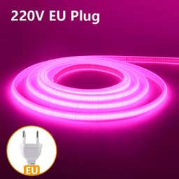 220V 240V COB Neon LED Strip Light 1M 5M 10M 288LEDs/m EU Power Plug Warm White Red Blue Bright Flex lamp Waterproof Lighting
