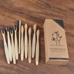 10Pcs Bamboo Toothbrush Eco Friendly Wooden Tooth Brush BPA Free Soft Bristle Tip Charcoal Adults Oral Care Toothbrushes