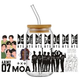 Korean Popular Music Group UV DTF Bottle Stickers Glasses Cup Transfer Stickers DIY Stationery Computer Waterproof Sticker
