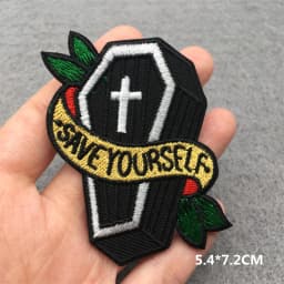 Feeling Good Embroidery Patch for Clothing Punk Iron on Patches Appliques DIY Sewing Clothes Jacket Jeans Home Decoration