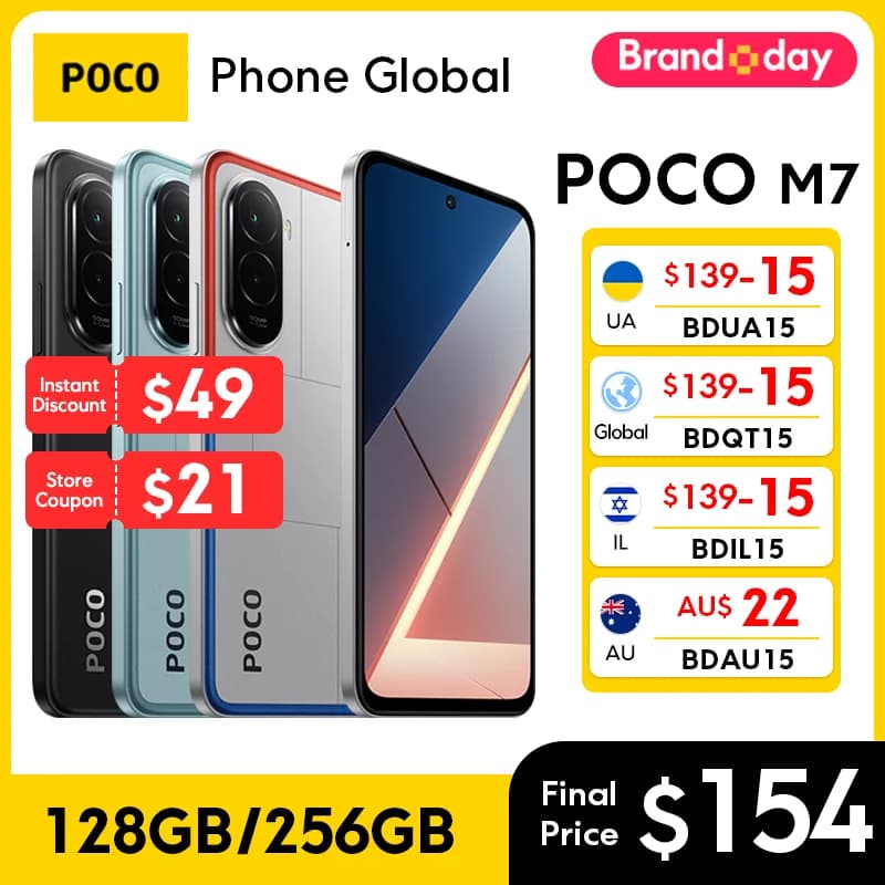 POCO M7 Global Version Smartphone 128GB/256GB Snapdragon 685 7000mAh battery Immersive 6.9" FHD+ Display 33W Charging 50MP NFC