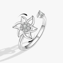 SMJEL Flower Shiny Rhinestone Rotatable Fidget Spinner Ring for Women Anti Anxiety Butterfly Animal Design Anti Stress Accessory