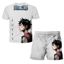 2026 Boys' One Piece 3D T-shirt Set, Super Cool Luffy Zoro Summer Top + Shorts, Children's Short-Sleeve Birthday Gift for Boys