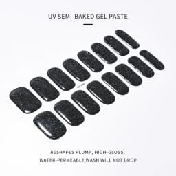 16Tips UV Semi-Cured Gel Nail Wraps Sticker 5D Pure Color Full Cover UV Lamp Gel Sticker Long-Lasting Nail Extension Patch Strip
