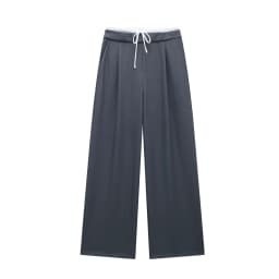 Splicing Design Solid Color Pants Women Fashion Simple Elastic Waist Lace Up Trousers Lady All-match Commuting Straight Pant New