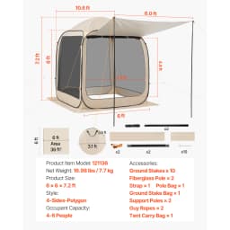 SucceBuy Screen House Tent Pop Up Screen Tent with Extended Awning Portable Screened with Carry Bag for Patio Backyard Outdoor