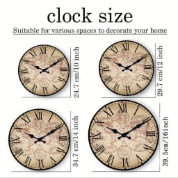 Retro Nautical Coast Beach Ship Compass Pattern Wooden Wall Clock Living Room Bedroom Kitchen Home Decor Silent Quartz Clock Holiday Gift 10 Inch 12 Inch 14inch 16inch (No Battery)