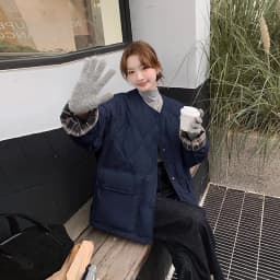 Retro Plaid Patchwork Lightweight Puffer Jacket Autumn Winter Loose Casual Quilted Jacket Female Round Neck Commute Padded Coats