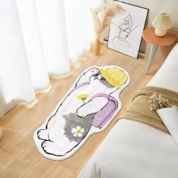 VIKAMA Cartoon Cat Carpet, Plush And Warm Bedside Blanket, Cute And Girlish Bedroom, Children's Room Carpet, Home Decoration
