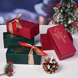 5Pcs Christmas Jewelry Gift Boxes With Ribbon Bow Small Merry Christmas Box For Ring Necklace Earring Bracelet Gift Packaging