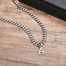 Initials Cuban Chain Necklaces for Men Boys,Waterproof A-Z 26 Alphabet Charm Pendant with 50cm/19.7" Stainless Steel Chain Gifts