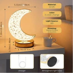 Bedroom Crystal Touch Dimming Night Light Room Home Decor Aesthetics USB Bedside LED Ambient Table 3d Moon Lamp