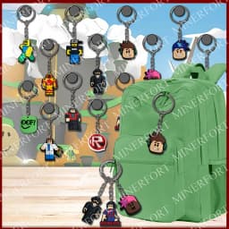 15Pcs Game Roblox Themed Keychain Creative Peripheral Cartoon Characters Soft Car for Hanging Bag Pendant Decoration Daily Gift